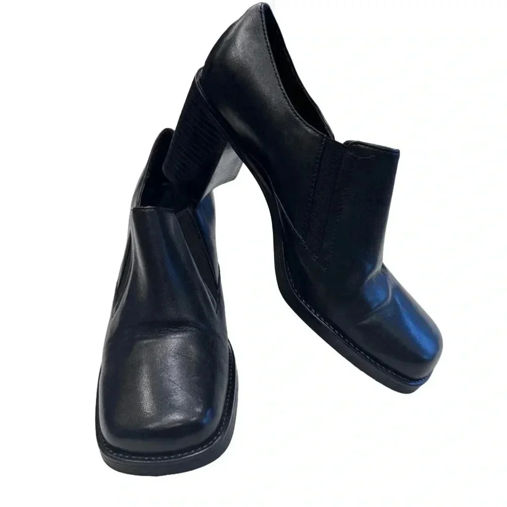 Aeropostale Gillian’s Women’s Black Leather Slip On Loafers Square Toe Size 7.5